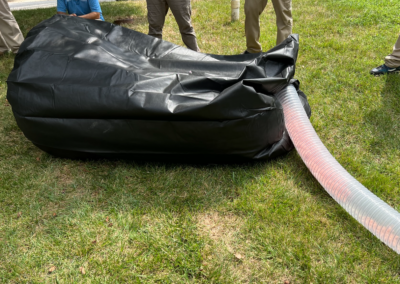 Old insulation is taken out and disposed of carefully